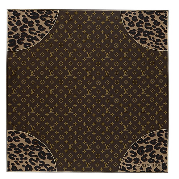 Louis Vuitton Scarf Leopard Print Monogram Flower Silk Wrap - Picture 1 of 16